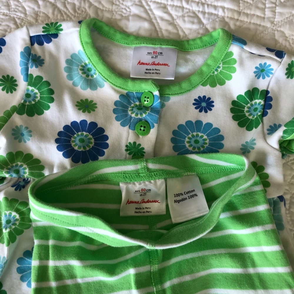 Hanna Andersson Size 80 Green Blue Dress Set - Picture 5 of 8